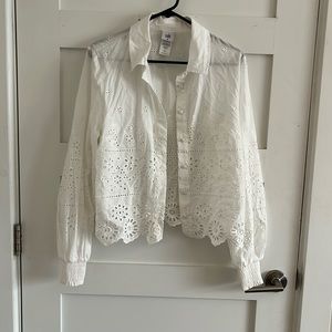 Cabi Coast Eyelet Button Up Blouse